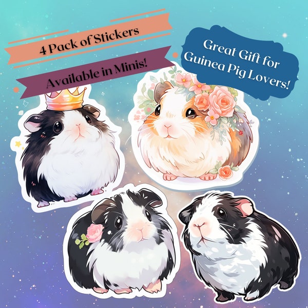 Cute Guinea Pig Sticker Pack * Water Bottle Sticker * Laptop Sticker * Phone Sticker * Tumbler Sticker * Guinea Pig Gift * Kindle Sticker