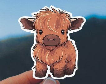 Baby Highland Cow Sticker * Hydro Flask Sticker * Water Bottle Sticker * Laptop Sticker * Phone Case Sticker * Kindle Sticker