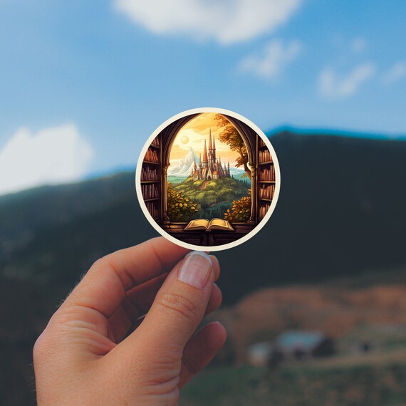 Fantasy Castle Reading Nook Sticker - Bookish Laptop Decal