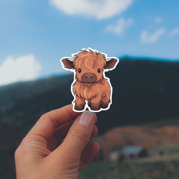 Baby Highland Cow Sticker * Hydro Flask Sticker * Water Bottle Sticker * Laptop Sticker * Phone Case Sticker * Kindle Sticker