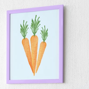Carrots Watercolor Art Print, Carrots Watercolour Print, Digital Download, Carrot Wall Art, Three Carrots Art, Printable Art, Kitchen Decor