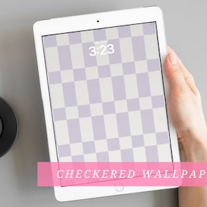Checkered Neutral Purple iPad Wallpaper Digital Download -  Aesthetic Wallpaper iPad - Trendy iPad Wallpaper - Square iPad Background