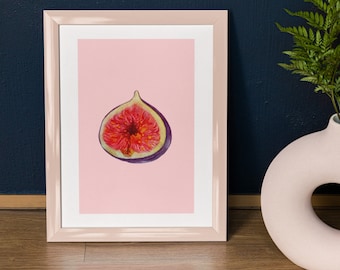 Fig Art Print, digitale download, aquarel Fig Print, afdrukbare keuken Wallart, botanische illustratie, Fruit Art, Fig schilderij,