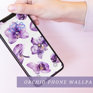 紫色の蘭の iPhone 壁紙、花柄の iPhone 壁紙デジタルダウンロード、携帯電話の壁紙、蘭の iPhone 壁紙、Android 壁紙