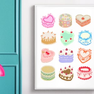 Kuchenkunst, digitaler Download, Vday Wandkunst, Kokette Kuchenkunst, trendige Wandkunst Druck, Küche, rosa Küchenwanddekor, rosa Kuchenkunst