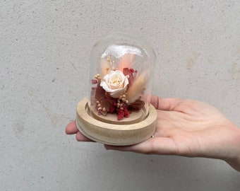 Mini Cloche Rose Eternelle "Rue de Belgrade" - cadeau pendaison cremaillere - décoration intérieure, cloche en verre rose éternelle