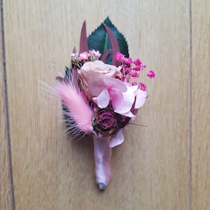 Geconserveerde en gedroogde bloemen corsage - Bruiloftsaccessoire - Bruidegom en getuigen outfits