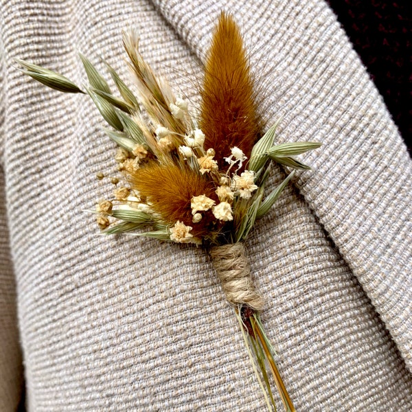 Boutonnière Rue PHILIDOR pour Mariage - Fleurs Séchées et Stabilisées, Accessoire Élégant pour Marié et Témoins