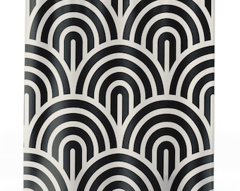 Black White Shower Curtain, Modern Bathroom Decor, Boho Abstract Shower Curtain, Geometric Design