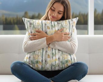 Birch Trees Throw Pillow | Soft Faux Suede Forest Design, Insert Included