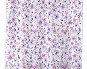 Watercolor Floral Shower Curtain: Pink & Purple Flower Bathroom Decor
