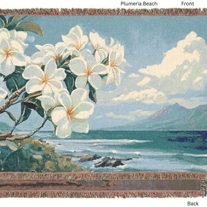 Pumeria Beach Vintage Hawaii Woven Jacquard Blanket