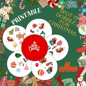 Weihnachts-Dobble-Spiel, Finde das Match-Kartenspiel, Weihnachtsparty-Spiel für alle Altersgruppen, Weihnachtssymbol-Entdeckungsspiel