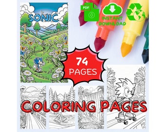 74 Sonic Coloring Pages PDF - Fun for Kids and Adults | Instant Download | Sonic the Hedgehog Printable Coloring pages
