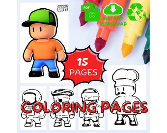 15 Stumble Guys Coloring Pages PDF - Fun for Kids and Adults | Instant Download | Stumble Guys Printable Coloring pages