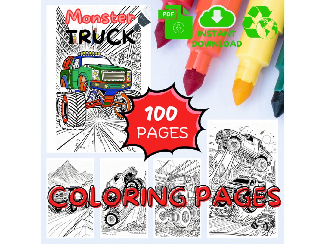 100 Monster Truck Coloring Pages PDF - Perfect for Kids and Adults ...