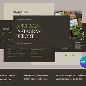 Monthly Social Media Report | Instagram Report Canva Template | Social Media Manager Canva Template | SMM Analytics Report | IG Insights