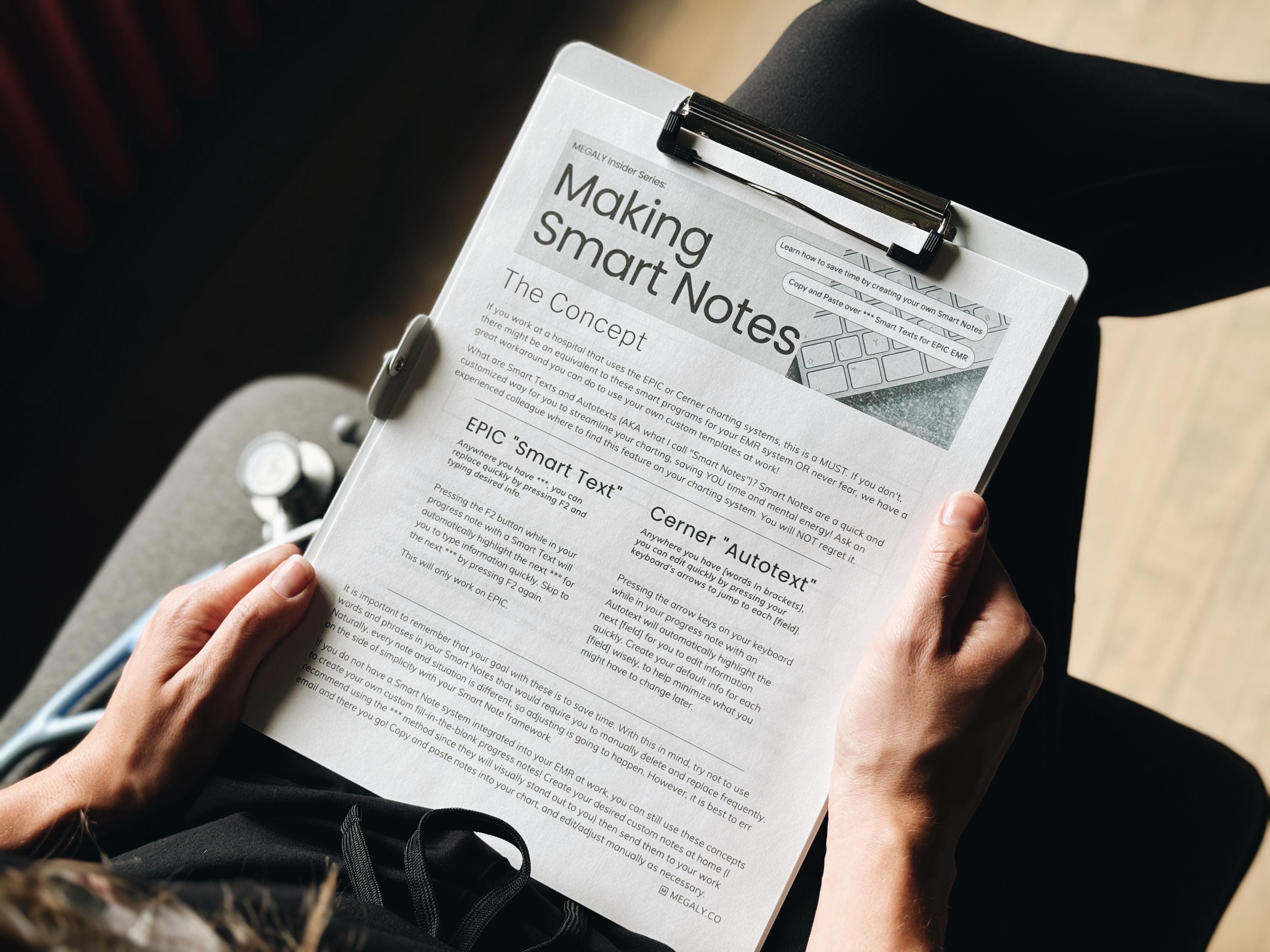 Smart Notes Guide and EPIC Templates | Nurse | Student | Instructor ...