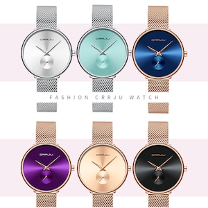 CRRJU Fashion Women Watch Luxury Casual Simple Ladies Daily Dress Mesh Wristwatch Minimalist Waterproof Quartz Female Clock