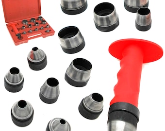 Hollow Hole Punch Set 14 Pieces 3/16 to 1-3/8in – Hole Maker Tool Gasket Punch Set 5 to 35mm – Hollow Punch Set with 13 Different Sizes
