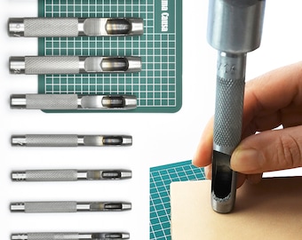 Leather Working Tools 9 Set - Leather Hole Punch for Belts, Plastic, Rubber, etc - Leather Punch Tool (1/8"-1/2")