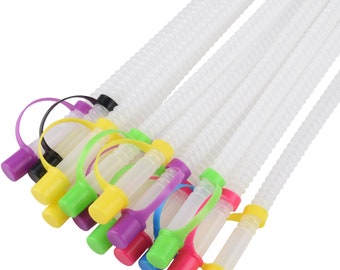 Bendable Straws with Straw Covers Cap - 11 inch Long Flexible Straws with Covers Cap Assorted Colors - 14 Pack