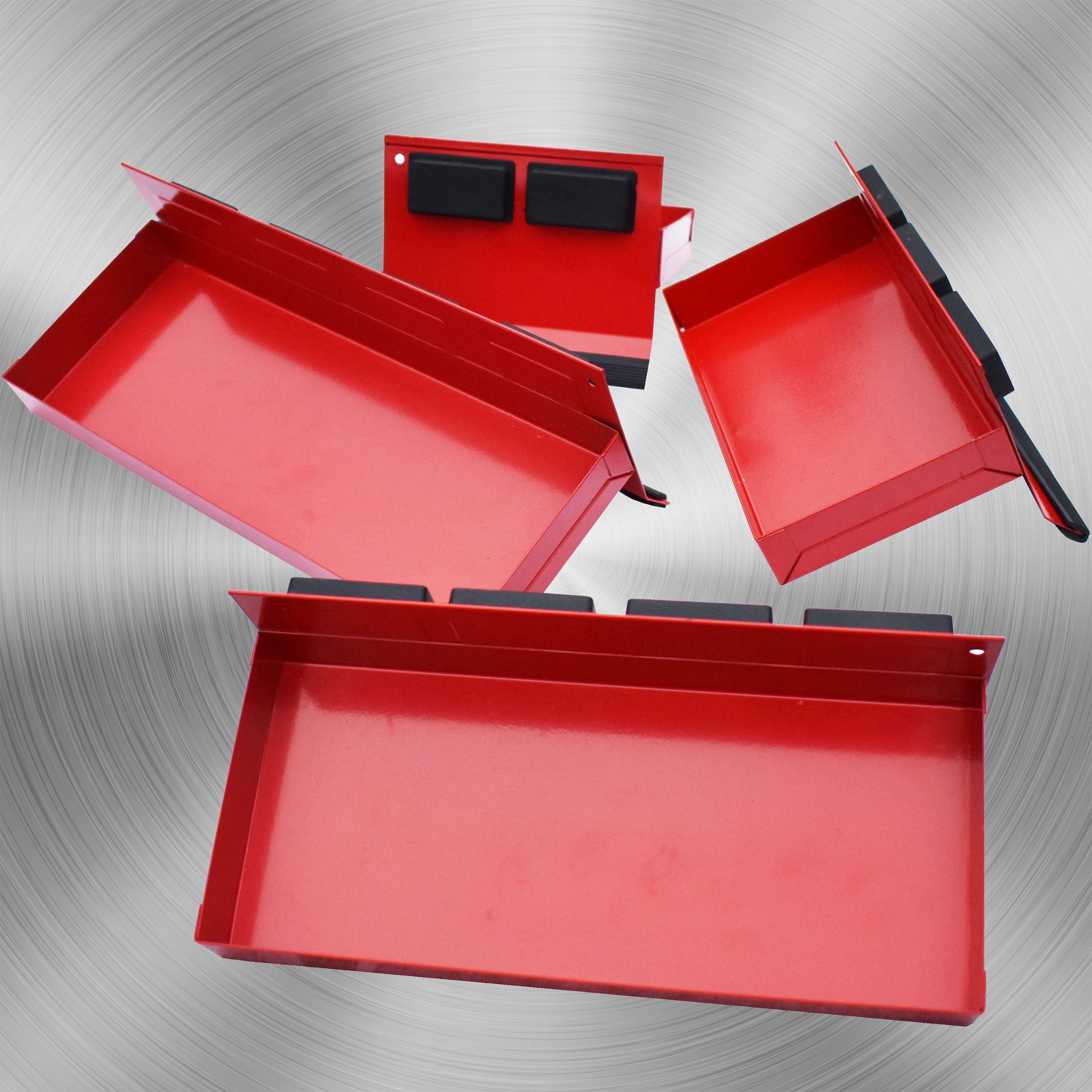 Shelf 4pcs Set Red Tool Trays Metal Tool Box With