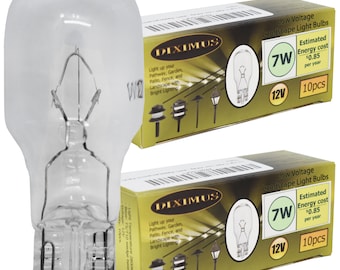 Diximus Landscape Light Bulbs - 20 Pack - 12v Light Bulb - 7 Watt Low Voltage Light Bulbs - T5 Wedge Base Bulbs