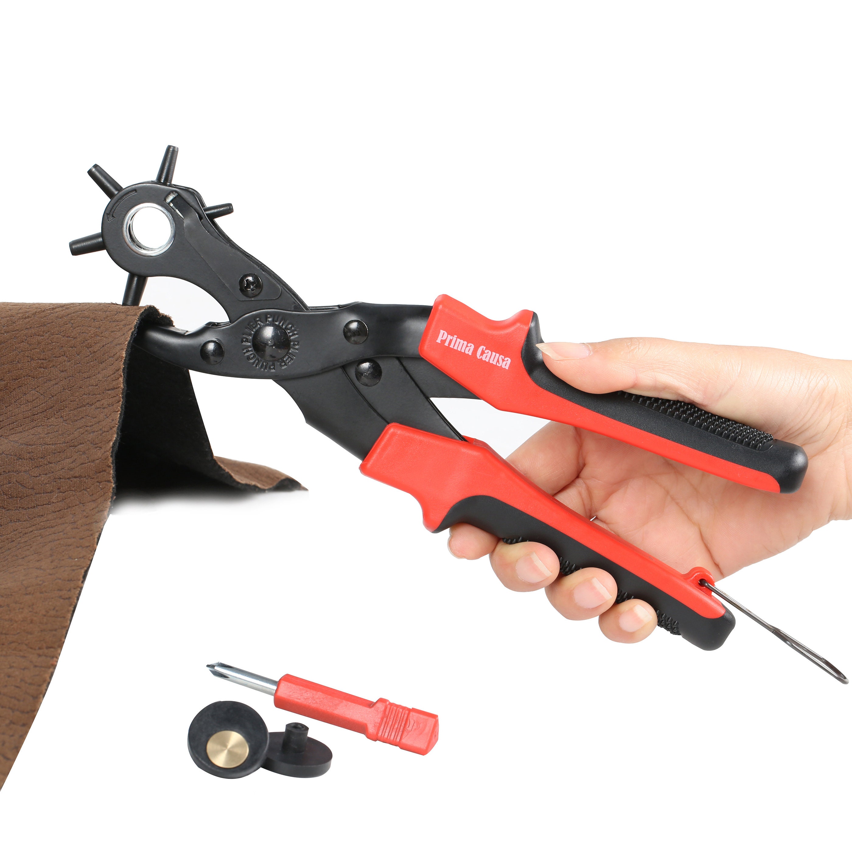 Heavy Duty Belt Leather Round Flat Oval Hole Puncher Punch Tool Pliers