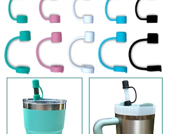 Straw Covers Cap - 10Pcs Colorful Silicone Straw Tips Suitable for Stanley Straw Cover - Reusable Cover for Drinking Straw - Toppers