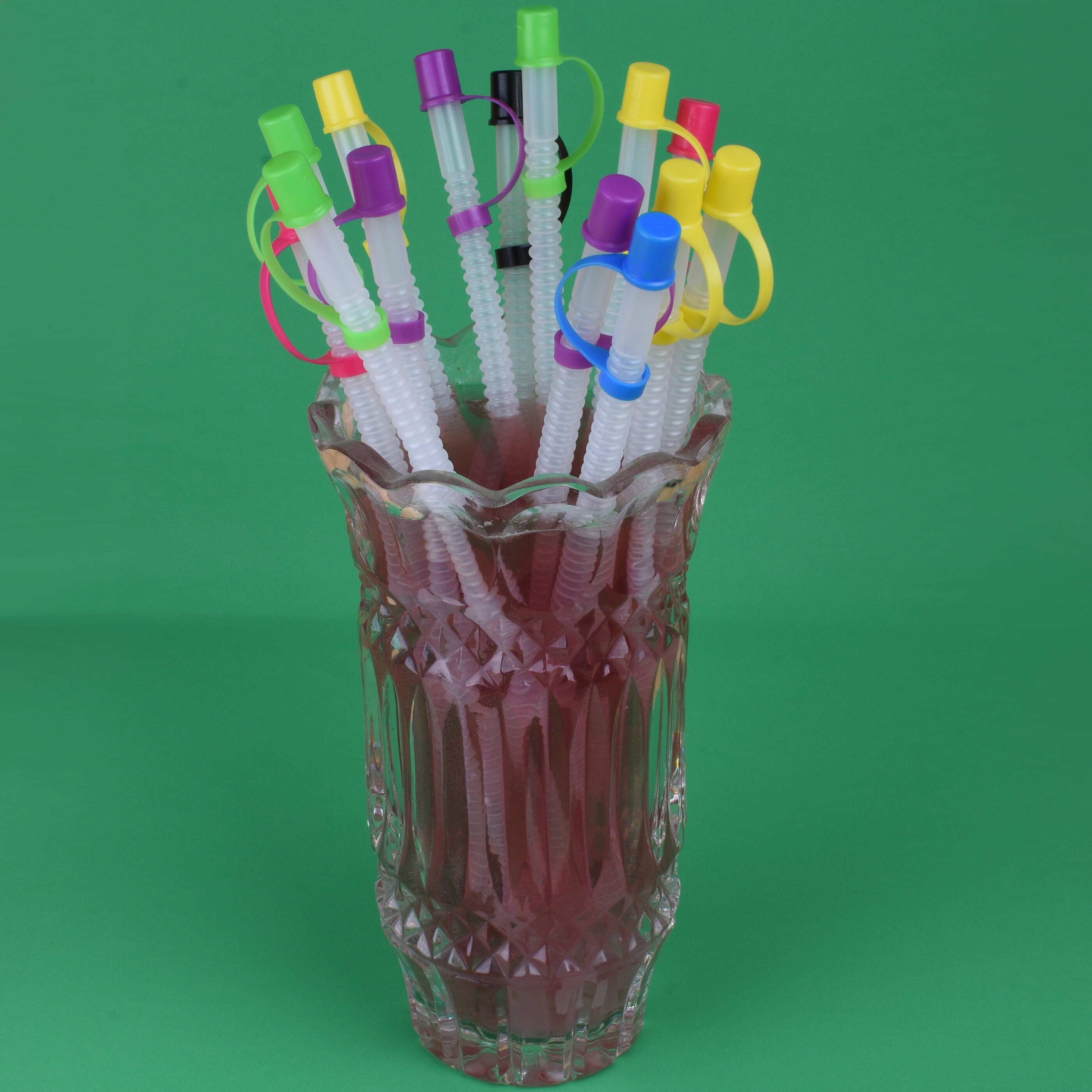 Bendable Straws with Straw Covers Cap - 11 Inch Long Flexible Straws -  Bendy Dri