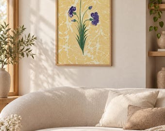Original Turkish Ebru Carnation Art, Handmade Marbled Paper Wall Art (One of a Kind)