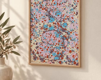 Original Turkish Ebru Marbled Paper Artwork, One-of-a-Kind Abstract Wall Art