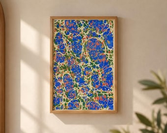 Original Turkish Ebru Marbled Paper Art, One-of-a-Kind Abstract Wall Decor
