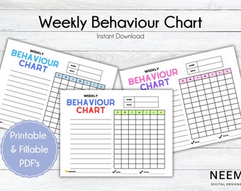 Wöchentliches Verhaltensdiagramm für Kinder | Behavior Tracker | Verhaltensbelohnung | Druckbare Verhaltenstabelle | Gutes Benehmen-Diagramm | Sofort Download