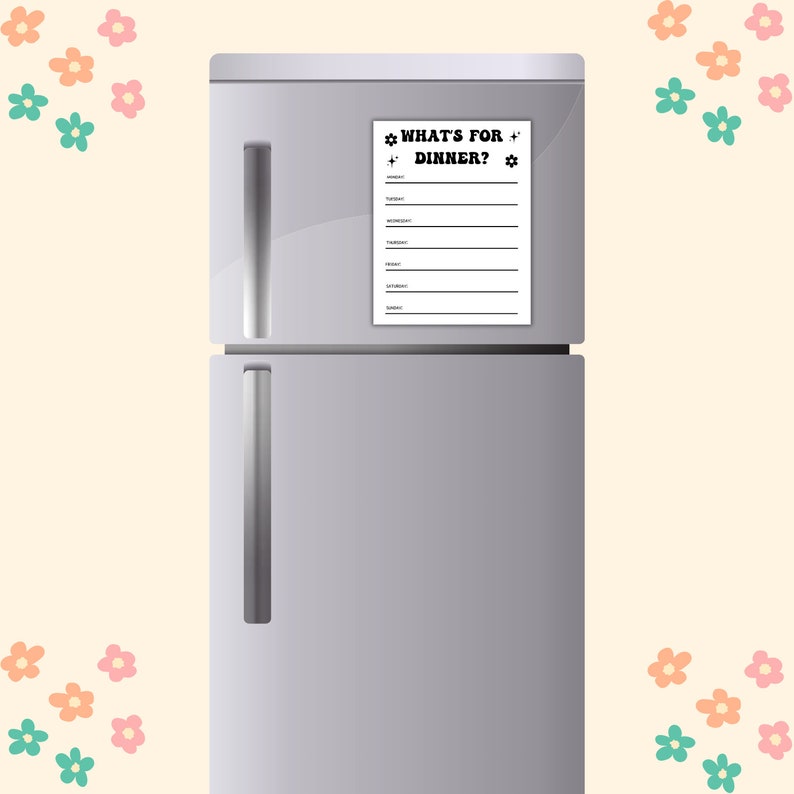 Mini Fridge Menu.pdf Retro Printable Weekly Dinner Menu Planner, What's for Dinner ...