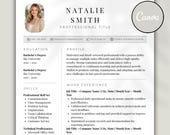 Resume Template Canva with Cover Letter & References, 1 and 2 Page CV Template, Minimalist Professional Resume with Photo, Editable Template