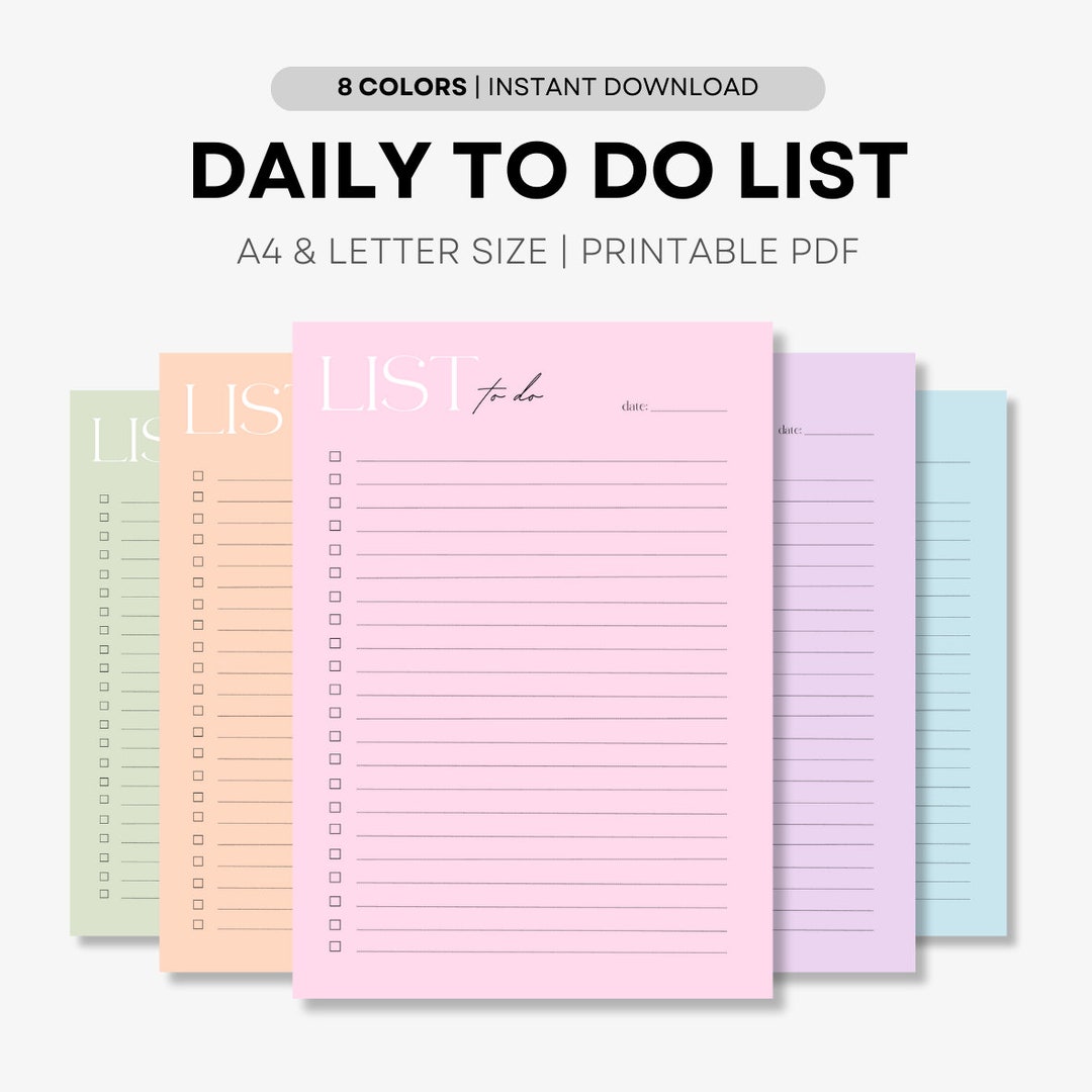 Colorful to Do List Printable PDF, Light Dark Mode to Do List Page ...