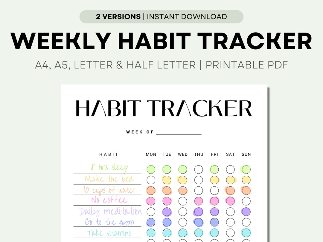 Printable Weekly Habit Tracker Minimalist Design Routine - Etsy