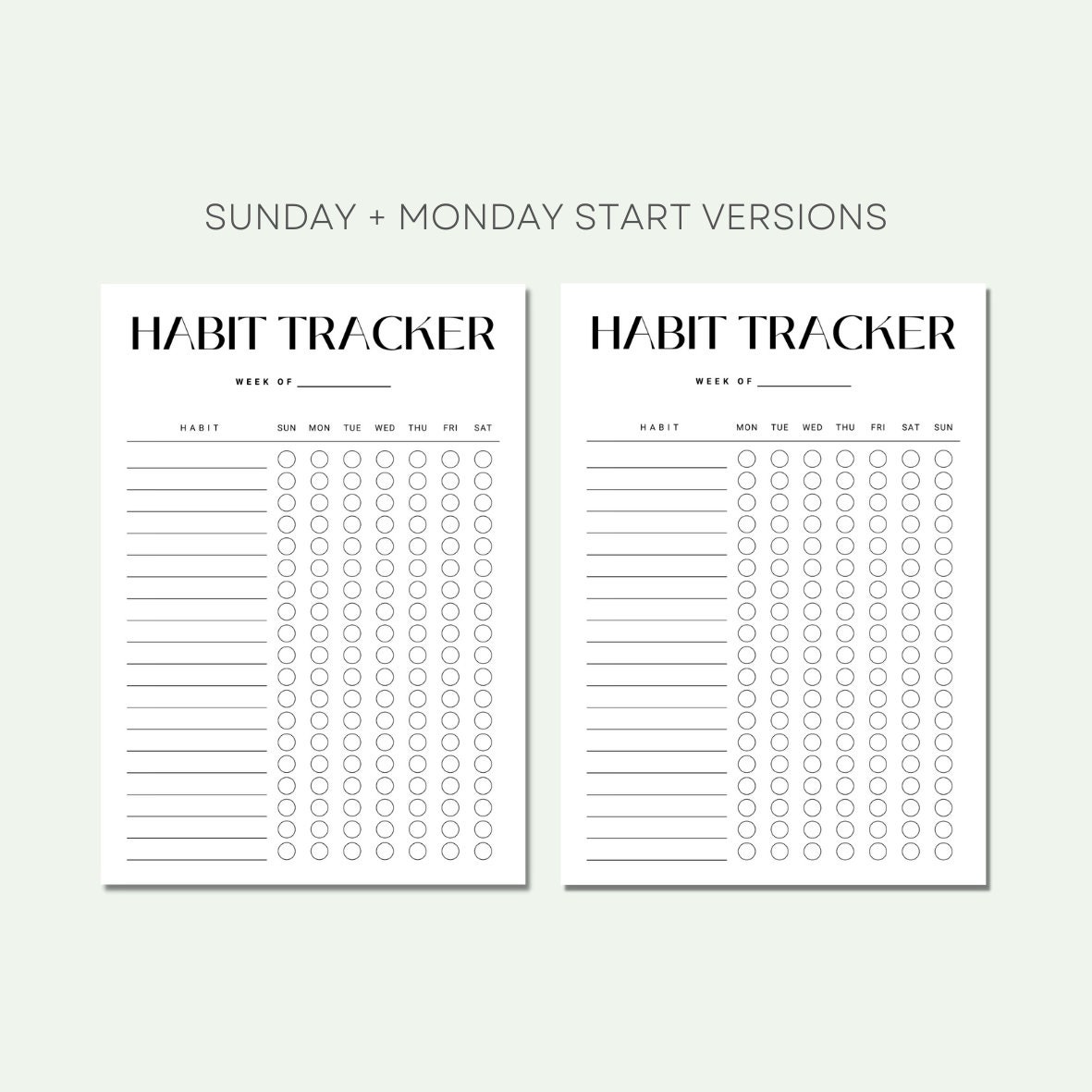 Printable Weekly Habit Tracker, Minimalist Design Routine Tracker ...