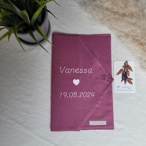 Personalisierte U-Heft Hülle / Umschlag aus 100% Baumwolle für Kinderuntersuchungsheft und Impfpass / Geburtsgeschenk
