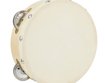 Tambourine 6 inch/15cm Wooden Frame with 4 Jingles | Ideal for Weddings, Parties, Events