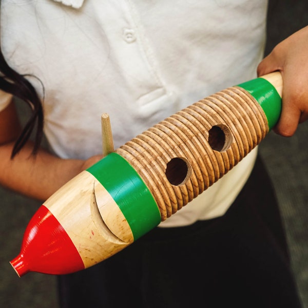 A-Star Fish Guiro Latin Percussion Wooden Musical Instrument with Scraper/Beater