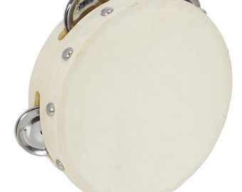 Tambourine 6 inch/15cm Wooden Frame with 4 Jingles | Ideal for Weddings, Parties, Events