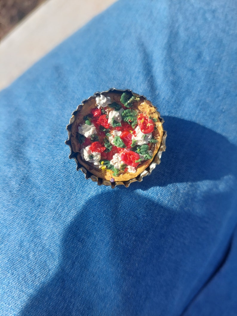 Handmade Bottle Cap Food Pins Etsy
