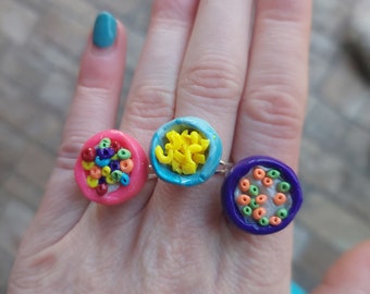 Handmade Mac and Cheese, Ramen, and Cereal-Inspired Rings, Necklaces, and Pins