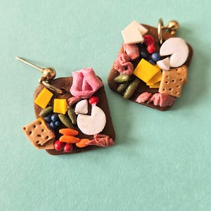 Charcuterie Board Earrings // Charcuterie Board Necklace // Hand-Sculpted Snackcessories // Tiny Food Jewelry