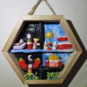 Pudełko cieni inspirowane Polly Pocket // Ręcznie robiona scena z gliny polimerowej // Nostalgiczna sztuka lat dziewięćdziesiątych // Mały domek // Miniatury domków dla lalek