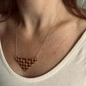 Triangle Pendant Necklace - 5th Anniversary Gift For Wife - Wood Necklaces For Women - 14k Gold Filled Jewelry - Wood Pendants