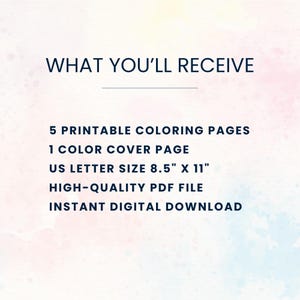 Pride coloring book digital download: 5 printable pages, color cover, US Letter PDF for LGBTQ+ activities.